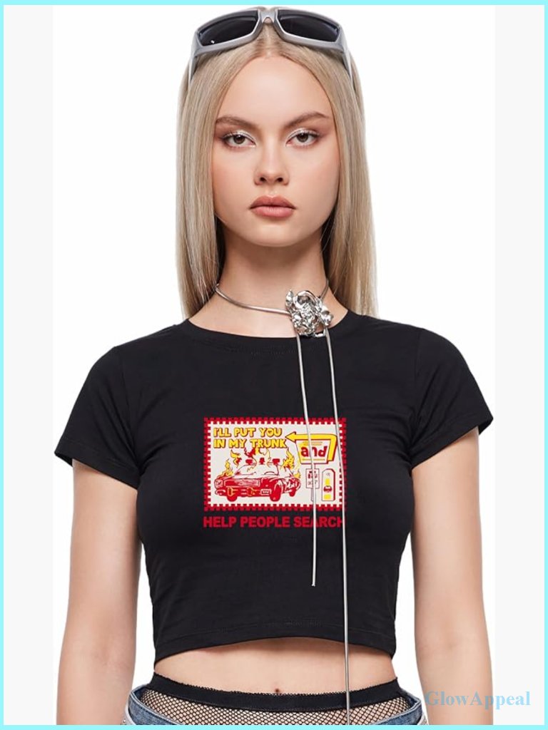 Y2k Baby Tee Crop Top Slim Fit Crew Neck Short Sleeve Women's T-Shirt